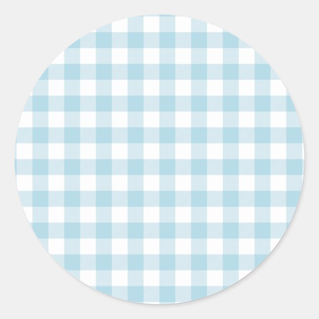 Pegatina Redonda Pale Blue Gingham (Anverso)
