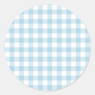 Pegatina Redonda Pale Blue Gingham