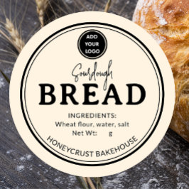 Pegatina Redonda Pale Cream Bakery Sourdough Bread Label Sticker