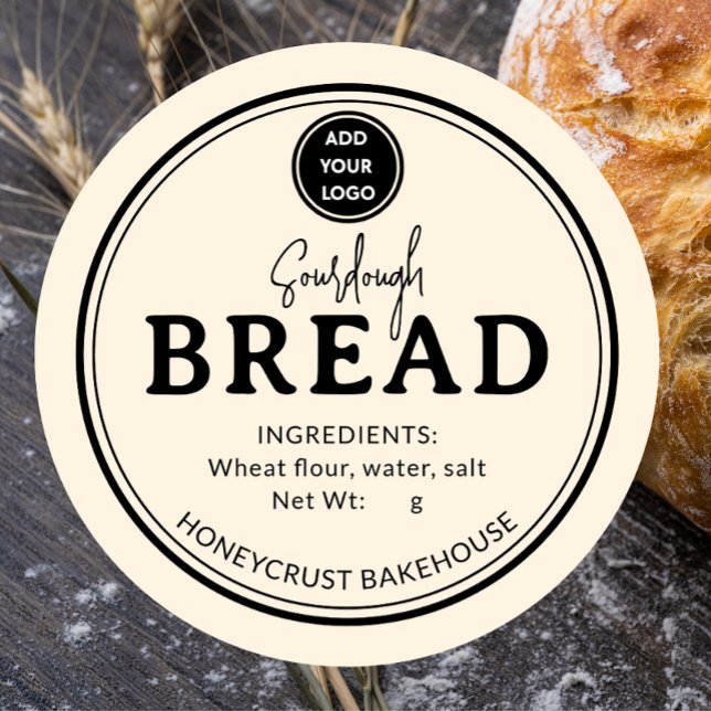 Pegatina Redonda Pale Cream Bakery Sourdough Bread Label Sticker (Subido por el creador)