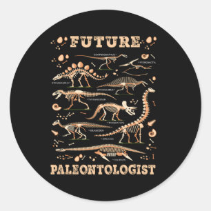 Pegatina Redonda Paleontologis Futuro Dinosaurios Paleontólogo