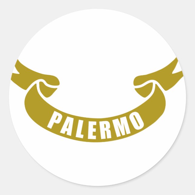 Pegatina Redonda Palermo en cinta real (Anverso)