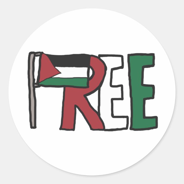 Pegatina Redonda Palestina Libre (Anverso)