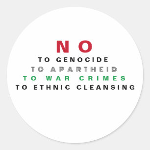 PEGATINA REDONDA PALESTINA LIBRE NO AL GENOCIDIO DE LOS CRÍMENES DE