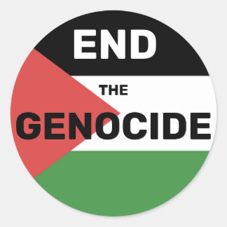 PEGATINA REDONDA PALESTINA LIBRE TERMINA CON LA BANDERA DE GENOCIDI