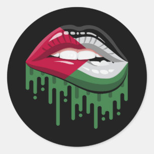 Pegatina Redonda Palestina se jacta de la bandera de la raíz del or
