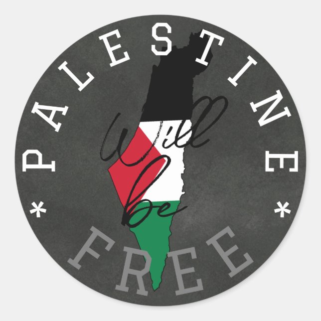 Pegatina Redonda Palestina será libre (Anverso)