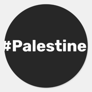 Pegatina Redonda #Palestine Texto básico simple apoyando a Gaza