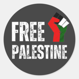 Pegatina Redonda PALESTINO LIBRE DE MANERA negra