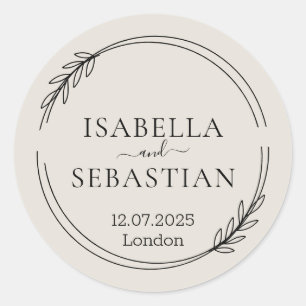 Pegatina Redonda Paleta de colores beige crema para boda