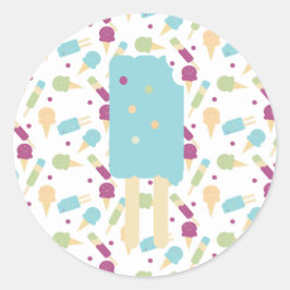 Pegatina Redonda Paleta de helado azul con sprinkles de recompensa