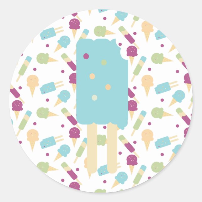 Pegatina Redonda Paleta de helado azul con sprinkles de recompensa (Anverso)