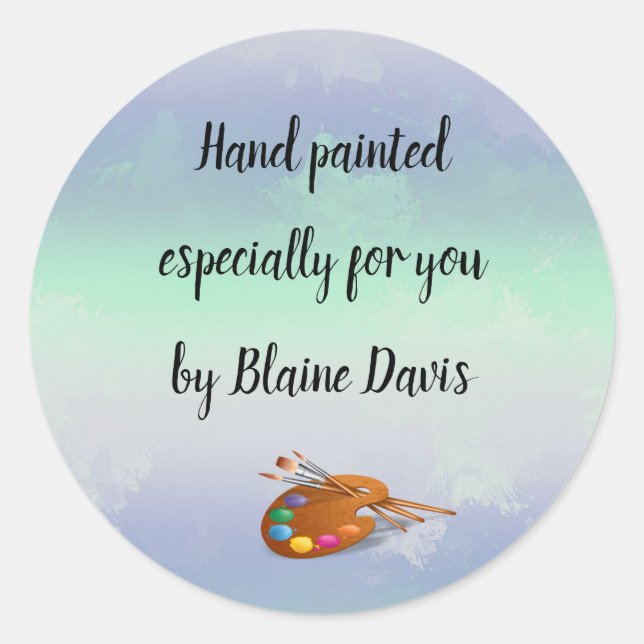 Pegatina Redonda Paleta De Pintores Editables Especialmente Para Us (Anverso)