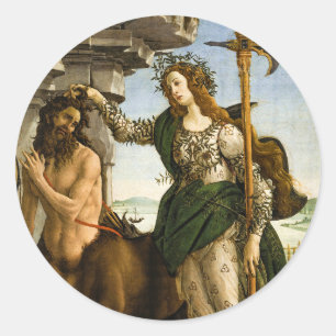 Pegatina Redonda Pallas y el Centauro de Sandro Botticelli