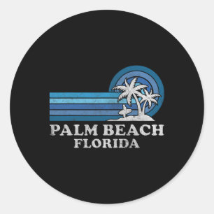 Pegatina Redonda Palm Beach Florida Vintage Family Summer Vacation