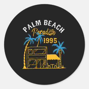 Pegatina Redonda Palm Beach Paradise