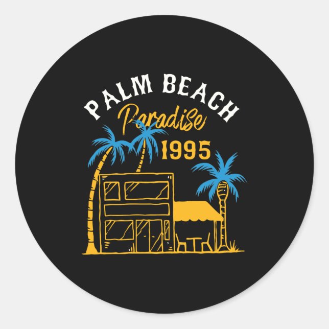 Pegatina Redonda Palm Beach Paradise (Anverso)