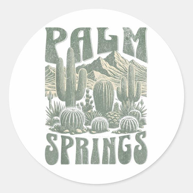 Pegatina Redonda Palm Springs _1 (Anverso)