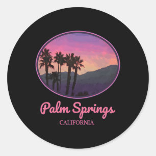 Pegatina Redonda Palm Springs California Style