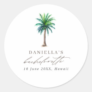 Pegatina Redonda Palm Tree Bachelorette Party Favor