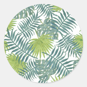 Pegatina Redonda Palm Tree Fronds Pintando Hawaian