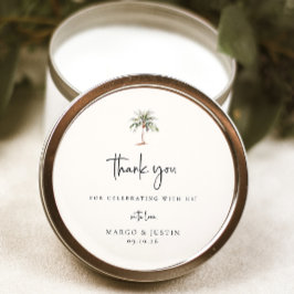 Pegatina Redonda Palm Tree Gracias Boda Favor