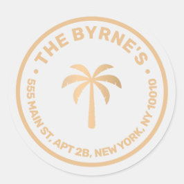 Pegatina Redonda Palm Tree moderna tropical