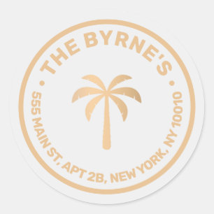 Pegatina Redonda Palm Tree moderna tropical