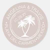Palm Tree Passport Stamp Beach Wedding Date