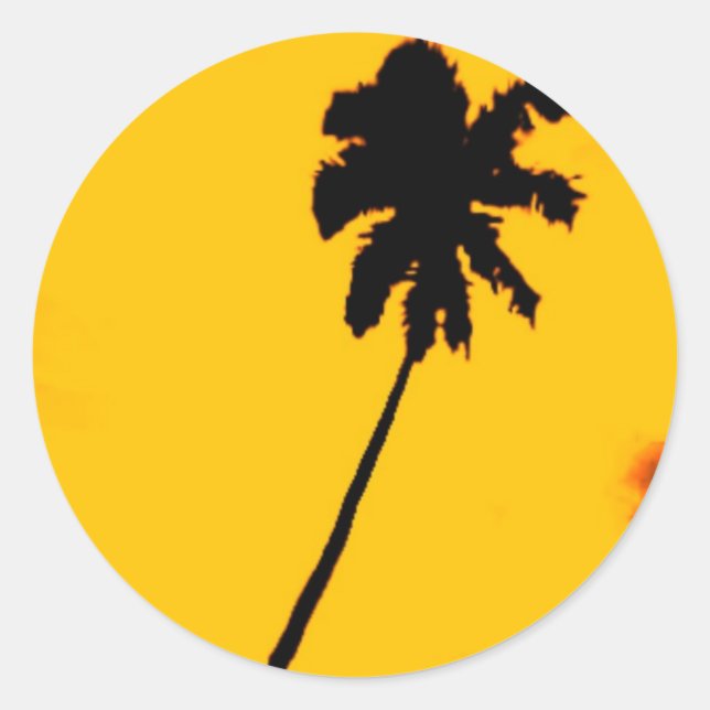 Pegatina Redonda Palm Tree tropical (Anverso)