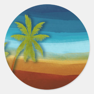 Pegatina Redonda Palm Tree tropical