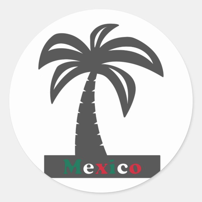 Pegatina Redonda Palm Tree (vacaciones en México) - Classic Round S (Anverso)