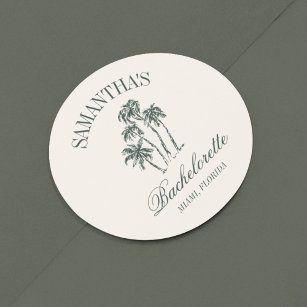 Pegatina Redonda Palm Trees con logotipo de bachillerato de playa d