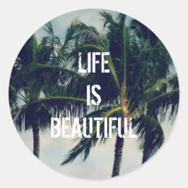 Pegatina Redonda Palm Trees de Hawaii