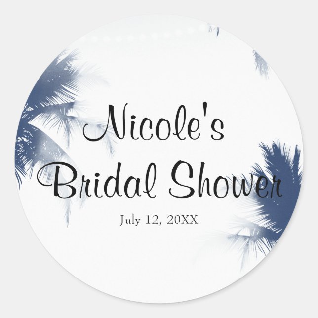Pegatina Redonda Palm Trees Glamour Blanco Moda Tropical Moderno (Anverso)