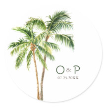 palma de jungla acuarela tropical clásica redonda