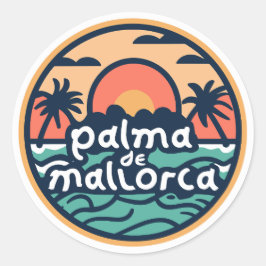 Pegatina Redonda Palma de Mallorca