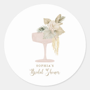 Pegatina Redonda Palmas personalizadas y ducha de novia Prosecco