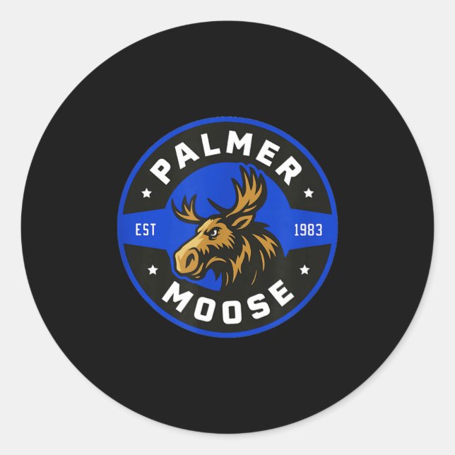 Pegatina Redonda Palmer Moose Hockey 2025  (Anverso)