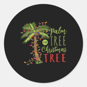 Pegatina Redonda Palmera Es Mi Santa De Navidad Tropical Verano Ch