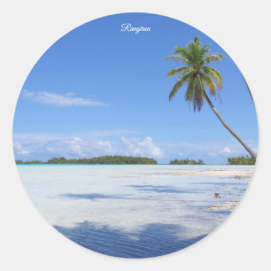 Pegatina Redonda palmeras de Rangiroa