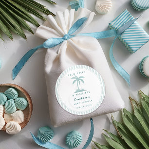 Pegatina Redonda Palmeras y Chupetes Favor de Baby Shower Costero