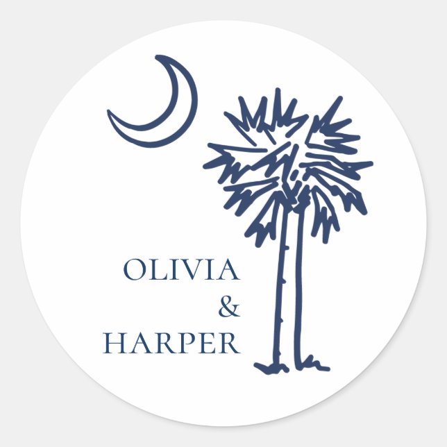 Pegatina Redonda Palmetto Crescent Moon (Anverso)