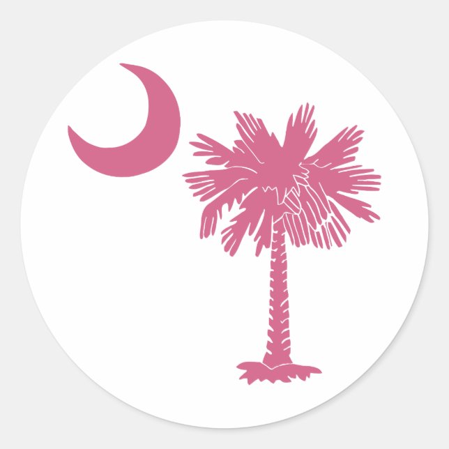 Pegatina Redonda Palmetto rosa Moon (Anverso)