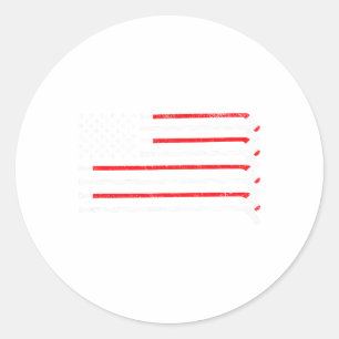 Pegatina Redonda Palo de Hockey Bandera de EE. UU. Deteriorada Juga