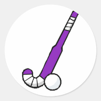 Pegatina Redonda Palo de hockey de campo púrpura