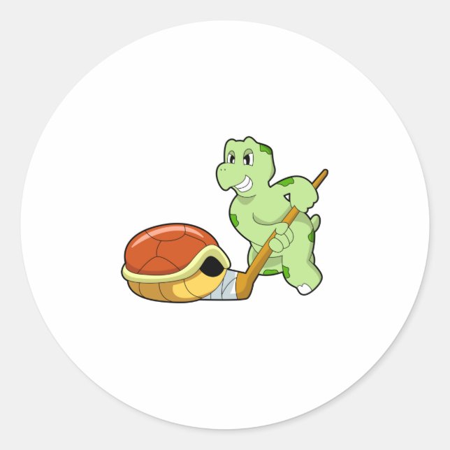 Pegatina Redonda Palo de hockey sobre hielo (Anverso)