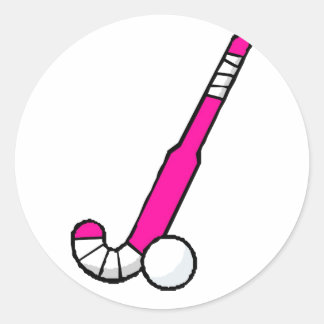 Pegatina Redonda Palo de hockey sobre hierba rosa