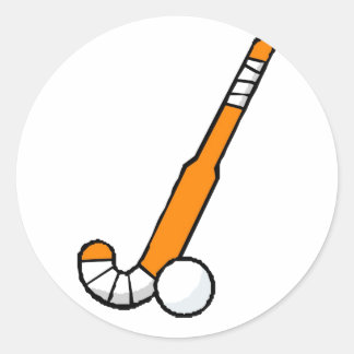 Pegatina Redonda Palo de hockey sobre naranja