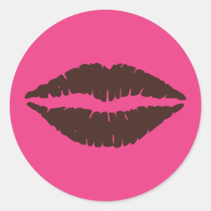 Pegatina Redonda Palo de labio marrón chocolate Imprimir rosa grand